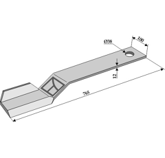 Fléau droit 765 mm pour broyeur SPEARHEAD 7770718 adaptable