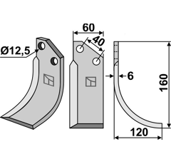 Lame droite pour Fraise/Rotavator TORTELLA 2985550 adaptable 