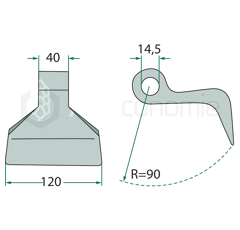 Hammerschlegel 40 x 120 mm TR14,5 für Mulcher FERRI / ZANON 0901143