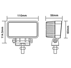 Arbeitsscheinwerfer Rechteckig 6 LEDs 12 - 24V 18W 1000 Lumen
