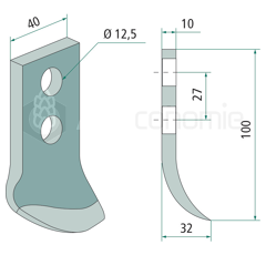 Lame 100 x 32 x 10 mm pour cureuse rotative MALETTI adaptable