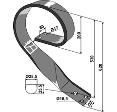 Federzinken gerade für Kurzscheibenegge 530 mm Nachbau  