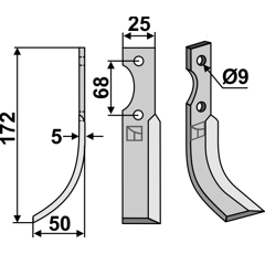 Fräsmesser 172x25mm, links - 532 - 500161 | Pasquali - Nachbau