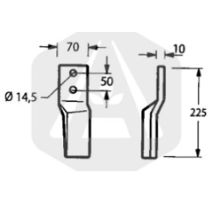Lame rotalabour gauche 225 x 70 mm adaptable