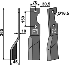 Lame gauche pour Fraise/Rotavator ALPEGO D01399 adaptable 