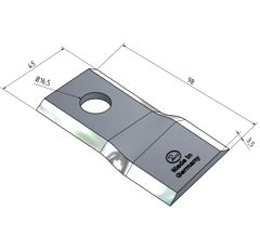 KM-Klinge rechts 98x45x3.5 mm LochØ: 16 5 mm 40490005N Fort Nachbau 