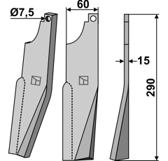 Lame droite pour Fraise/Rotavator KUHN K1610360 adaptable - Blacksteel©