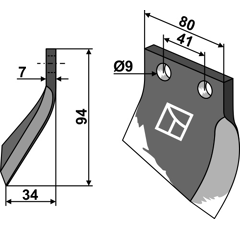Couteau droit pour broyeur OOSTERLAAN G.T.1 RE adaptable - Blacksteel©