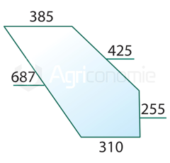 Vitre de porte D/G pour machine agricole SAME 0.9200.254.0 adaptable