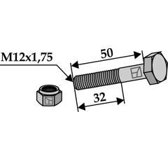 Schraube M12x1,75 x 50 für Mulcher DOPPSTADT Nachbau  