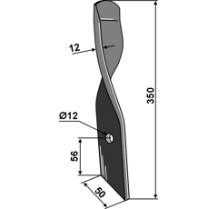 Couteau gauche pour déchaumeur BOMFORD 06.949.02 adaptable - BlackSteel©