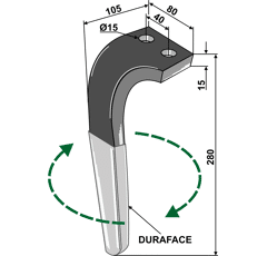 Kreiseleggenzinken, beschichtet - rechts RH61RDURA RH  Rabe