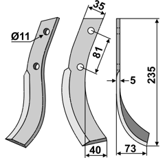 Fräsmesser Rechts 235 x 35 Honda Nachbau