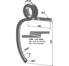 Dent droite en spirale pour cultivateur AMAZONE HC117 adaptable - Blacksteel©