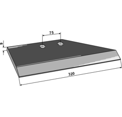 Flügelschar links für KVERNELAND 131125 Nachbau