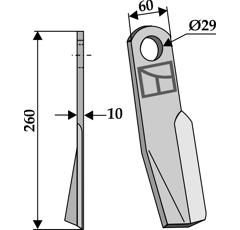 Fléau gauche pour broyeur 260x60mm  FISCHER  adaptable - Blacksteel©