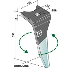 Dent gauche DURAFACE pour herse rotative AMAZONE 967496 adaptable - Blacksteel©