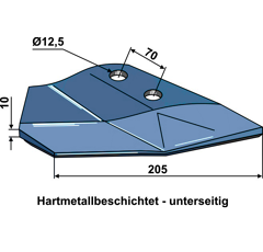 Ersatzflügel - rechtsHartmetall beschichtet unterseitig Lemken Thorit Nachbau 1013374428P