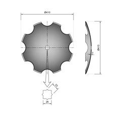Scheibe cover crop gezackt 410x3mm Vierkantloch 23/26