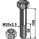 Boulon M20x2,5 x 100 pour broyeur MC CONNEL adaptable - Blacksteel©