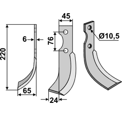 Fräsmesser Links 220 x 45 Grillo Nachbau