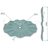Disque ondulé Ø 460 mm 4 trous pour rouleau packer adaptable