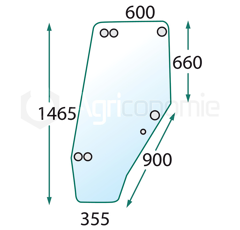 Vitre de porte G. pour machine agricole LANDINI 3547695M1 adaptable