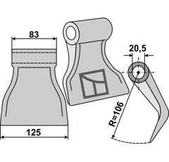 Marteau pour broyeur 125x83mm SERRAT Adaptable Blacksteel©