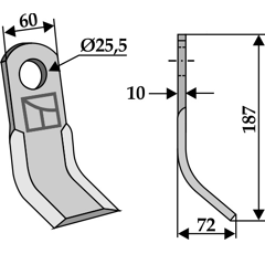 Couteau-Y pour broyeur 187x60mm TORTELLA 2987026 adaptable - Blacksteel©