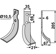 Fräsmesser Rechts 205 x 35 Grillo Nachbau
