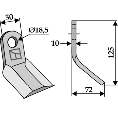 Y-Messer 125 x 50 mm für Mulcher M.E.A.A.T. 1844 Nachbau  