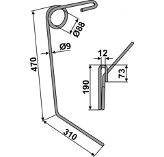 Griffe Ø9mm gauche pour semoir KONGSKILDE 7002152509 adaptable - Blacksteel©
