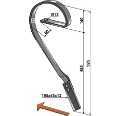 Dent gauche pour vibroculteur KVERNELAND RF29726X2 adaptable - Blacksteel©