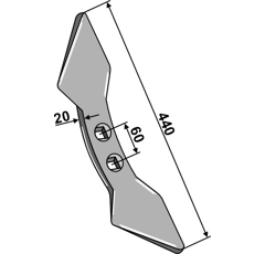 Soc double cœur 440 x 135 mm pour cultivateur adaptable