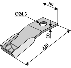 Fléau gauche pour broyeur 220x80mm  HUMUS 212 92.116 adaptable - Blacksteel©