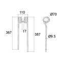 Dent gauche pour faneuse KUHN 58740600 origine