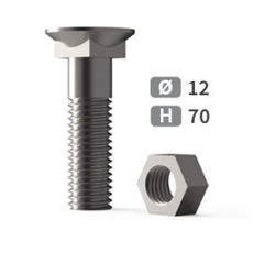 Boulon tête fraisée collet carré M12 x 70 TFCC 12,9