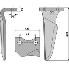 Dent Droite pour herses rotativesn VOGEL & NOOT KZ400001 adaptable 