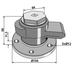 Palier droit 6 trous pour déchaumeur LEMKEN 5554500 adaptable - BlackSteel©