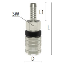 Druckluft-Sicherheitskupplung DN 7,8-  6mm  2100 l/min Lüdecke 