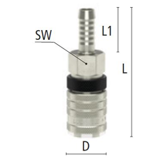 Druckluft-Sicherheitskupplung DN 7,8-  6mm  2100 l/min Lüdecke 