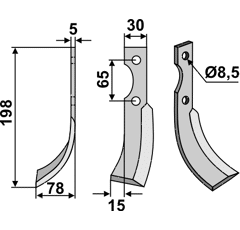 Fräsmesser Links 198 x 30 Eurosystem Nachbau