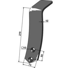 Versoir central 12 mm pour cultivateur FARMET 3002413 adaptable