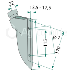 Soc de fertiliseur 170 x 115 mm pour semoir KUHN BLA0146 adaptable