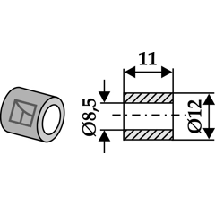 Entretoise 11x8,5 pour broyeur ROUSSEAU adaptable - Blacksteel©