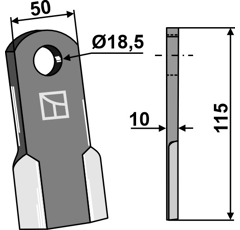 Couteau droit pour broyeur 115x50mm M.E.A.A.T. adaptable - Blacksteel©