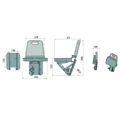 Siège passager tracteur en tissu noir 350 mm adaptable