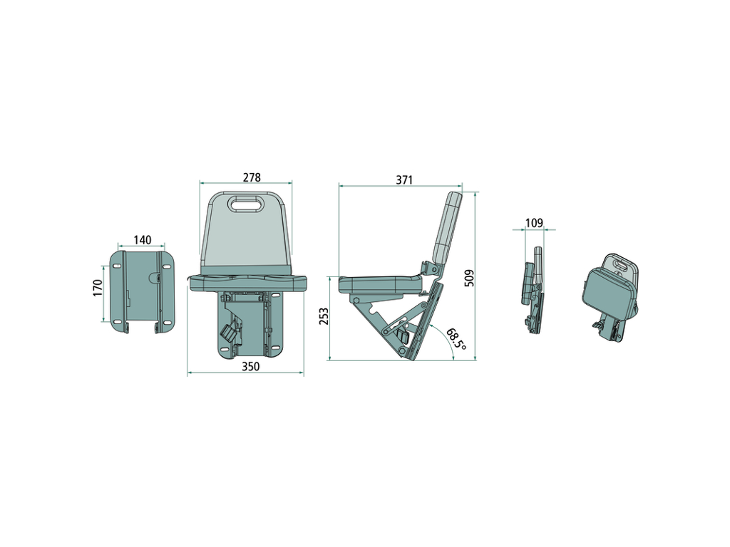 Siège Tracteur Belarus MTS 800/900 - Tissu Noir, Remplacement, Marque Klara Seats