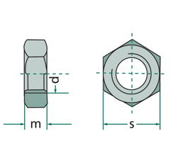 Boite de 100 ecrous hexagonaux M8 x 13 mm