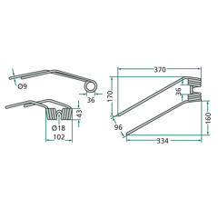 Dent gauche pour faneuse DEUTZ-FAHR 06580391 origgine